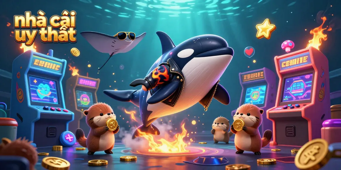 nhà cái uy tín showcases a vibrant underwater casino adventure featuring playful sea creatures and golden treasures