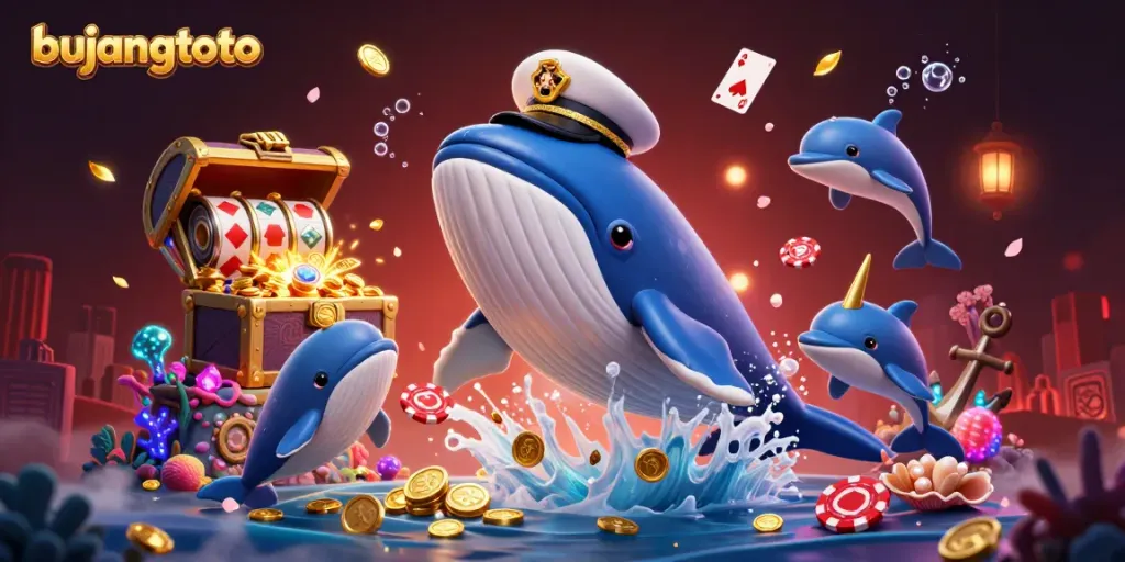 Experience the thrilling world of bujangtoto with a playful scene of whimsical sea creatures and casino elements.