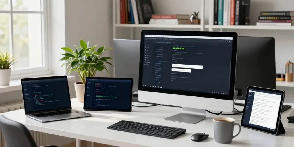 Reviewing 2113 Apps on a modern developer's desk with multiple screens.