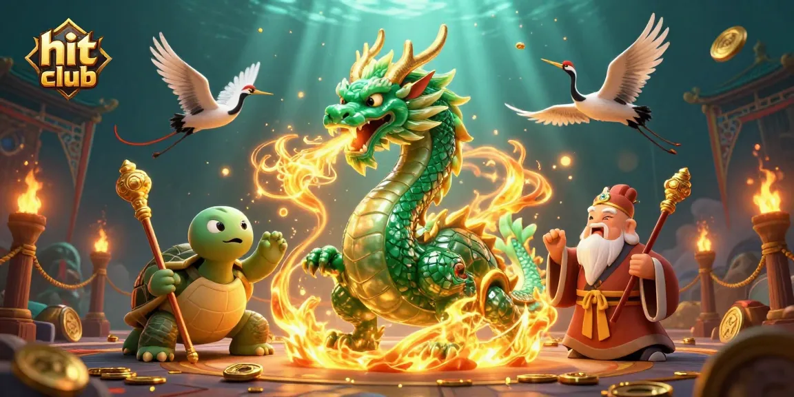 Experience the thrill at hit club with an immersive dragon and turtle scene of majestic gaming adventures.
