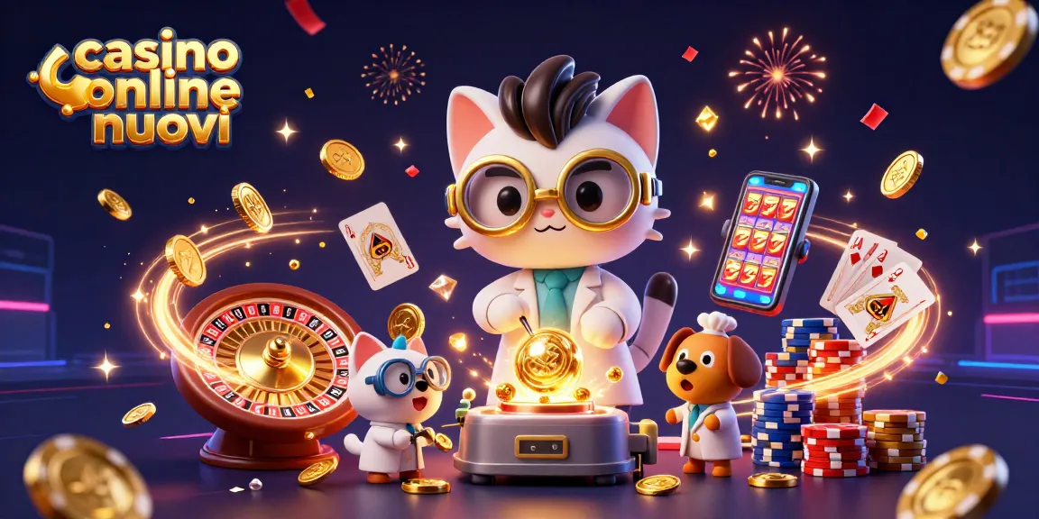 Gioca e vinci con i nuovi casino online, circondato da monetine dorate e effetti scintillanti.