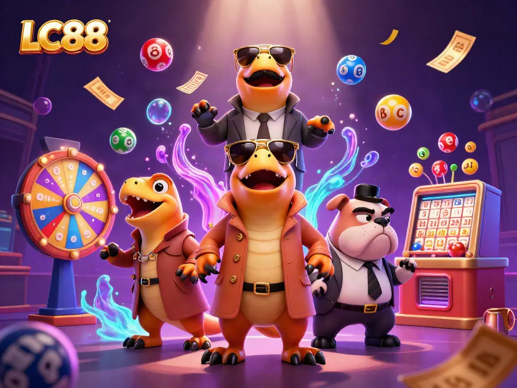 Join the fun at LC88's VIP casino lounge with raptors, bingo, lotteries, and endless excitement!