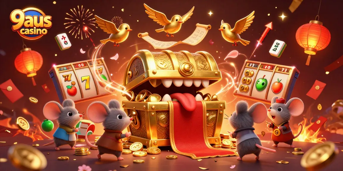 Engage with 9aus casino’s thrilling slots as you enjoy the vibrant treasure-filled scene.