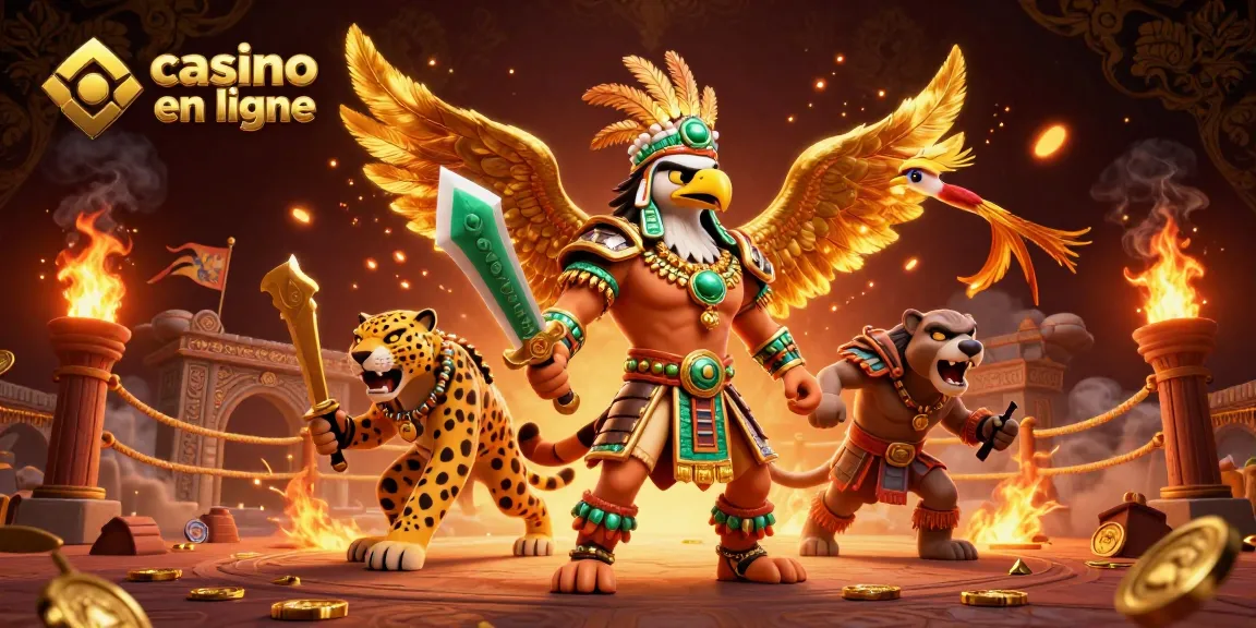 Plongez dans le monde du casino en ligne avec des guerriers azteques et une arène dynamique.