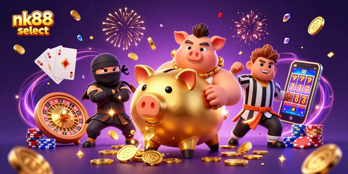 Experience the thrilling action of nk88 select with golden coins cascading during a high-energy casino showdown.