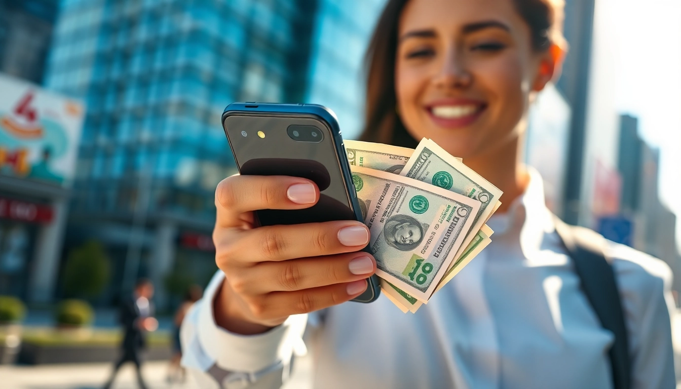 Receive immediate phone cash by exchanging smartphones confidently at a busy market.