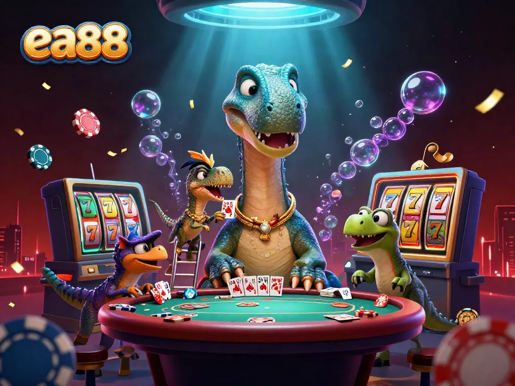 ea88 chơi game casino với khủng long Brontosaurus, Raptor, và nhiều đồ chơi may mắn.