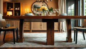 Elegant Massiver Eiche Esstisch showcasing its stunning Baumkante in a cozy dining setting.