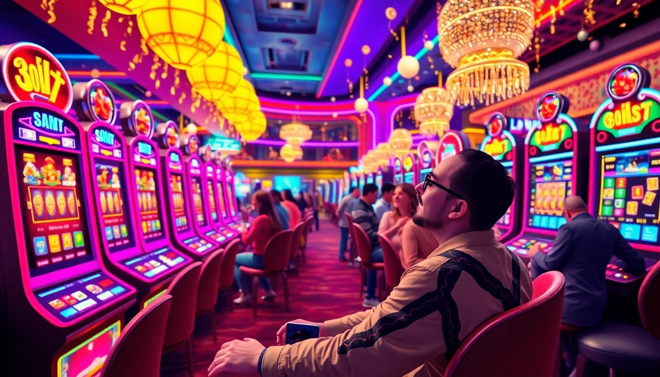 Menangkan permainan bos88 slot dengan suasana kasino yang ceria dan penuh warna.