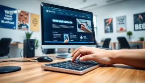 Showcasing Bluehost web hosting services with a modern digital workspace.